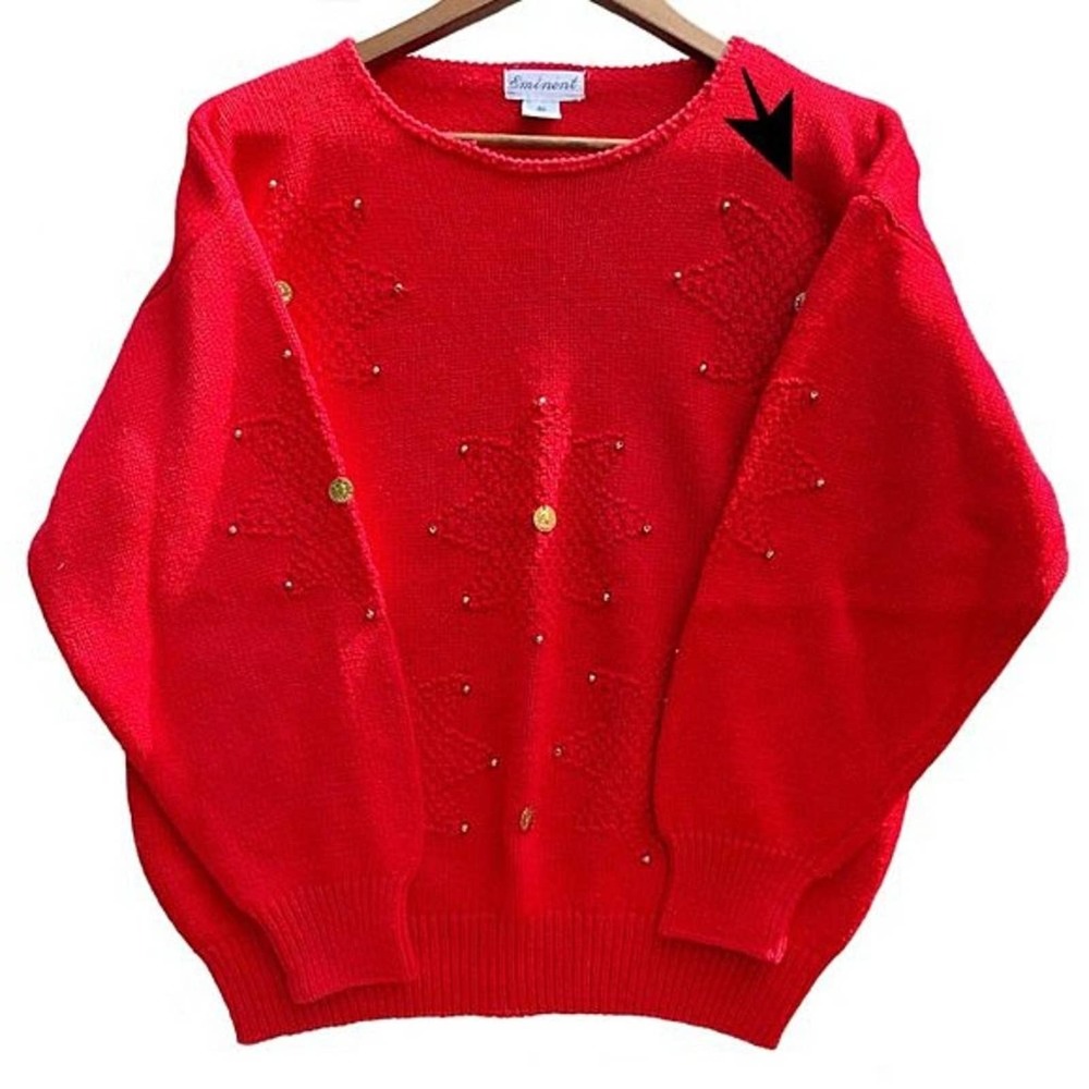 Vintage Eminent Embellished Star Holiday Sweater - Picture 8 of 8